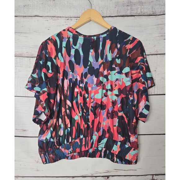 Tek Gear Womens Top Size XL Multicolor Short Sleeve Crop Elastic Band Athletic - Picture 2 of 6